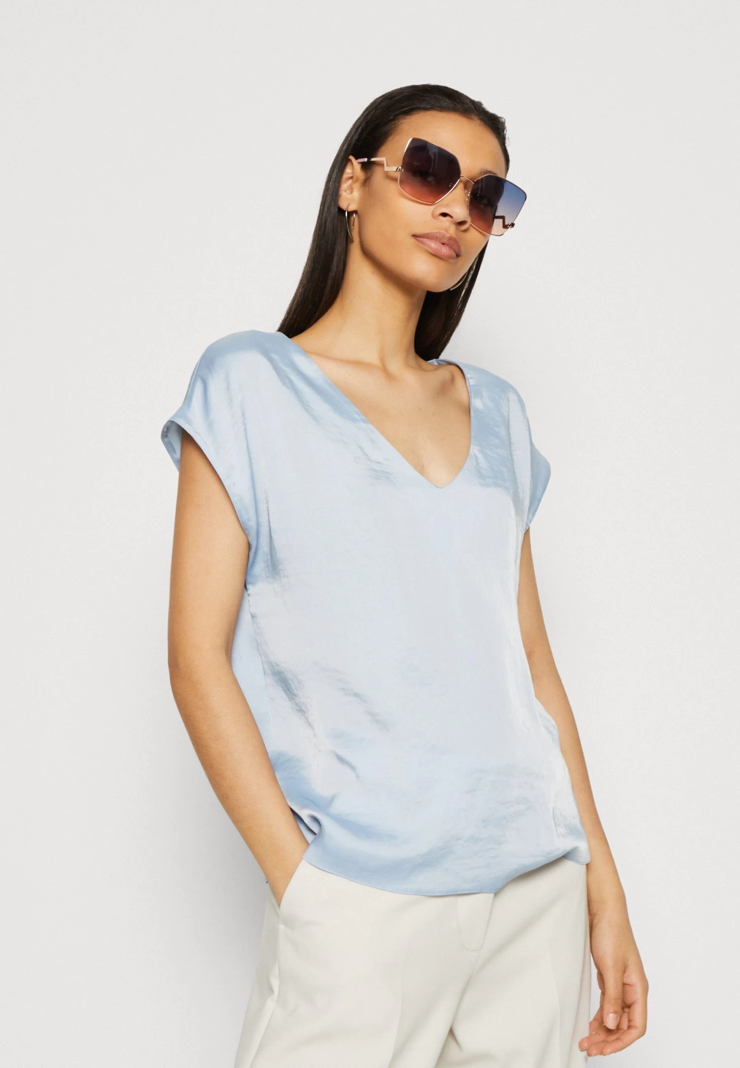 Anna Field T-Shirt Basic - Light Blue 4 Anna Field T-Shirt Basic - Light Blue - Afbeelding 4