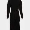 Anna Field Rollkragen Ripp Mini Strickkleid Mit Gürtel - Gebreide Jurk - Black