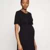 Sleeves Mini Dress- Jerseyjurk - Black
