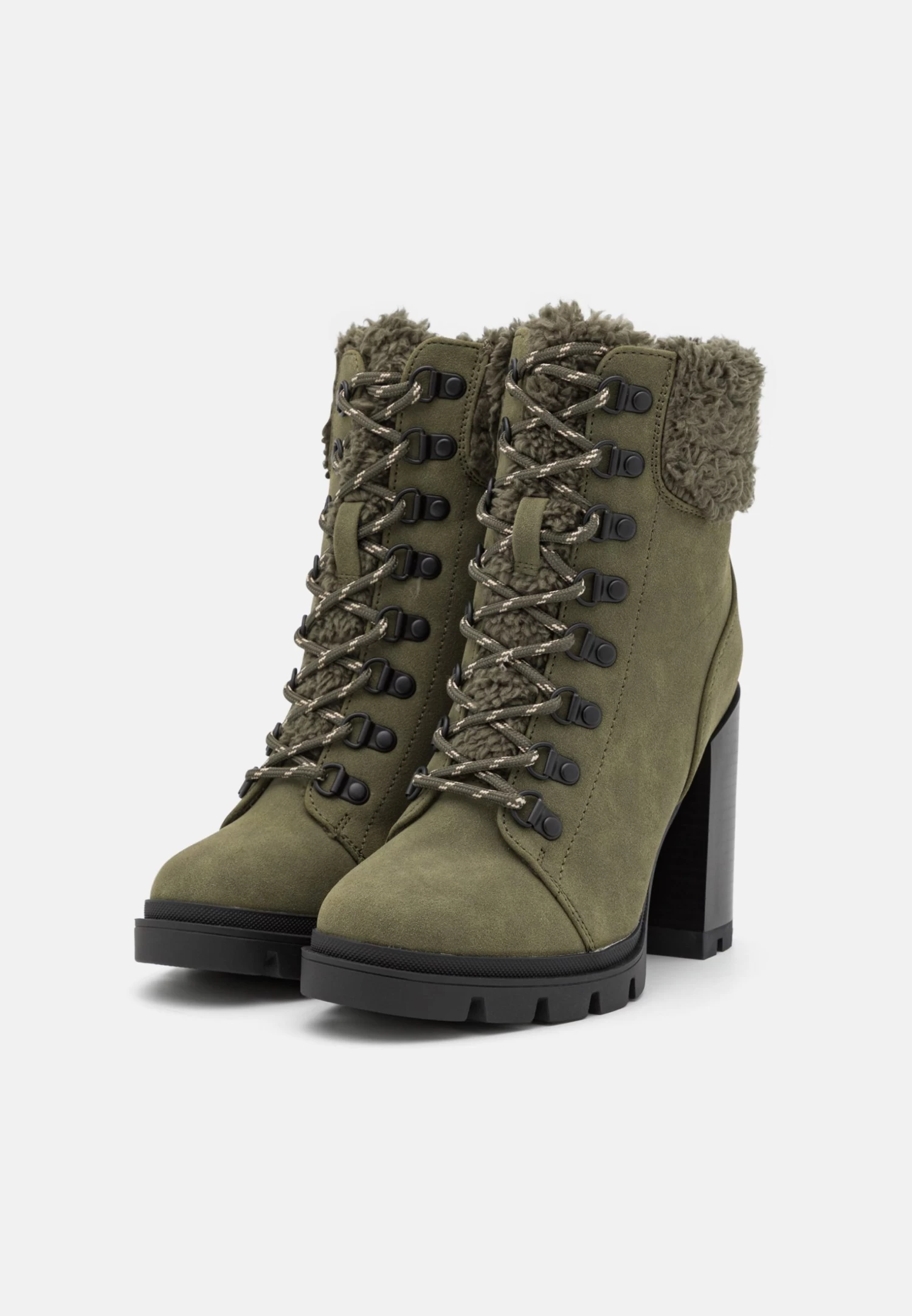 Anna Field Leather - Veterboots - Khaki 3 Anna Field Leather - Veterboots - Khaki - Afbeelding 3
