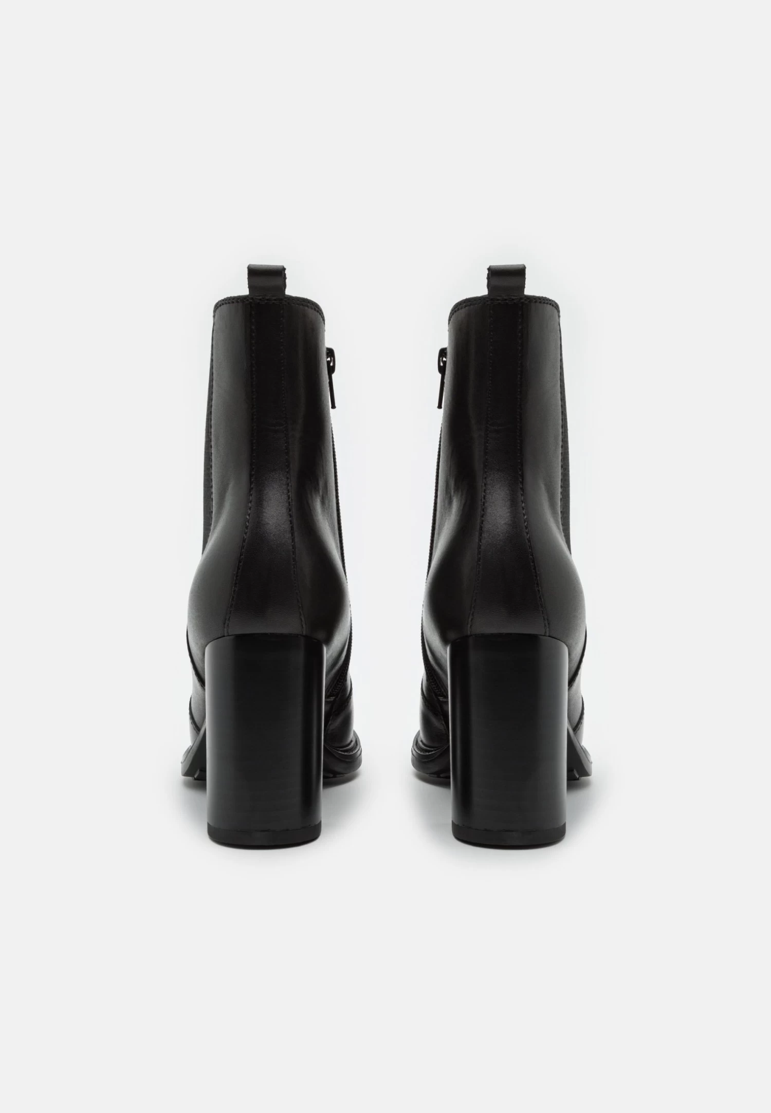 Leather- Enkellaarsjes Met Hoge Hak - Black 4 Leather- Enkellaarsjes Met Hoge Hak - Black - Afbeelding 4