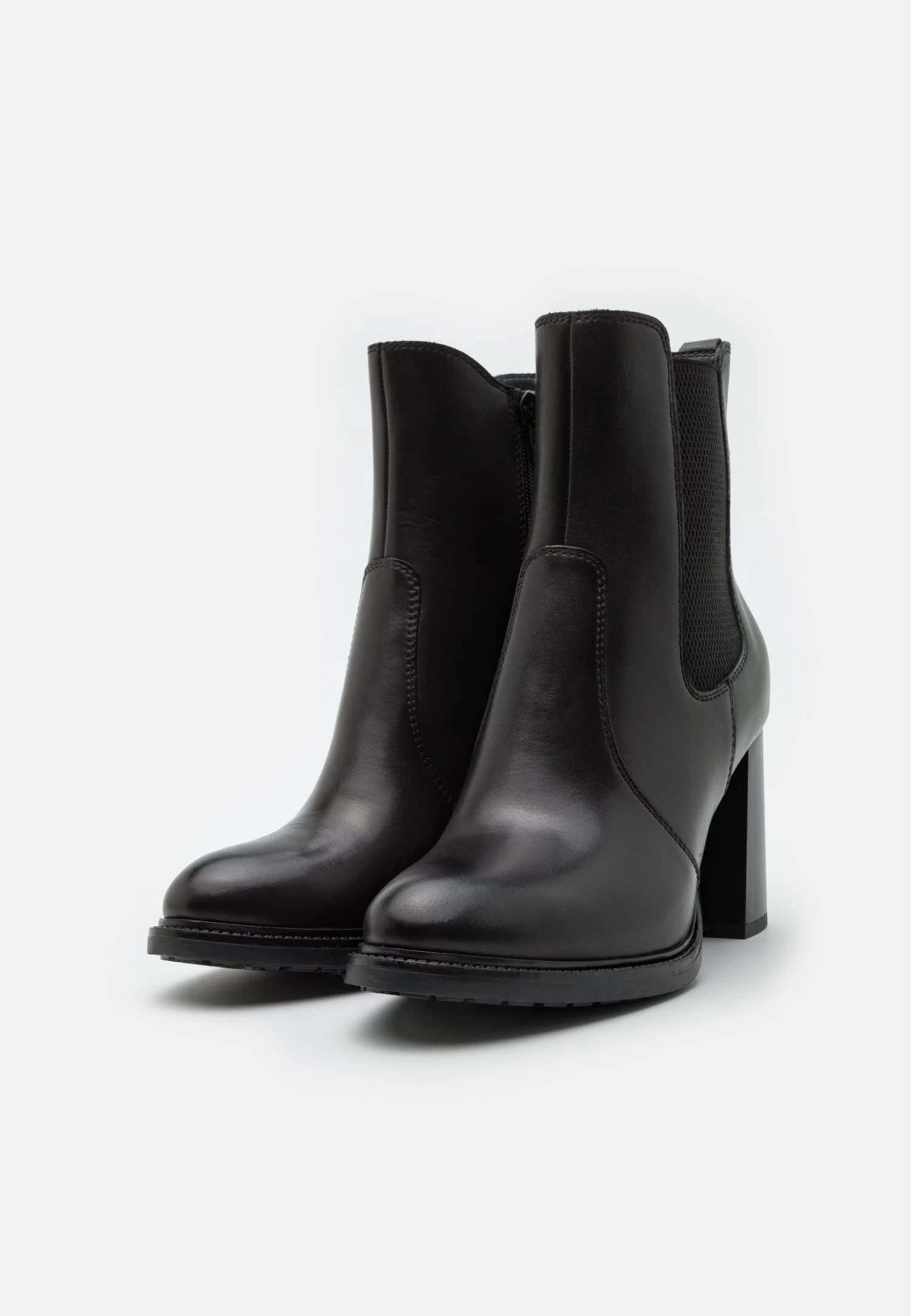 Leather- Enkellaarsjes Met Hoge Hak - Black 3 Leather- Enkellaarsjes Met Hoge Hak - Black - Afbeelding 3