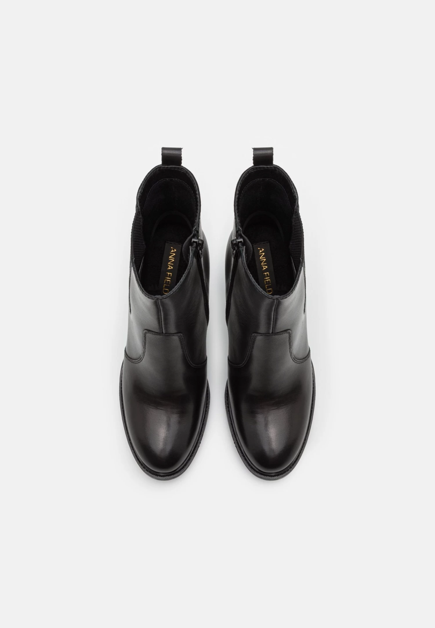 Leather- Enkellaarsjes Met Hoge Hak - Black 6 Leather- Enkellaarsjes Met Hoge Hak - Black - Afbeelding 6