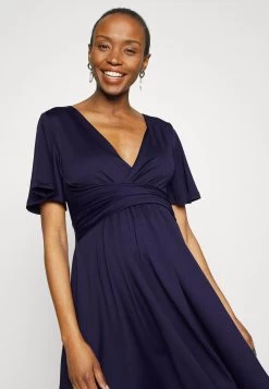 Sleeves Wrap Waist V Flared Mini Dress- Jerseyjurk - Dark Blue 9 Sleeves Wrap Waist V Flared Mini Dress- Jerseyjurk - Dark Blue -Anna Field d9551b1e49b54f0d89bacfa8c121a8d2