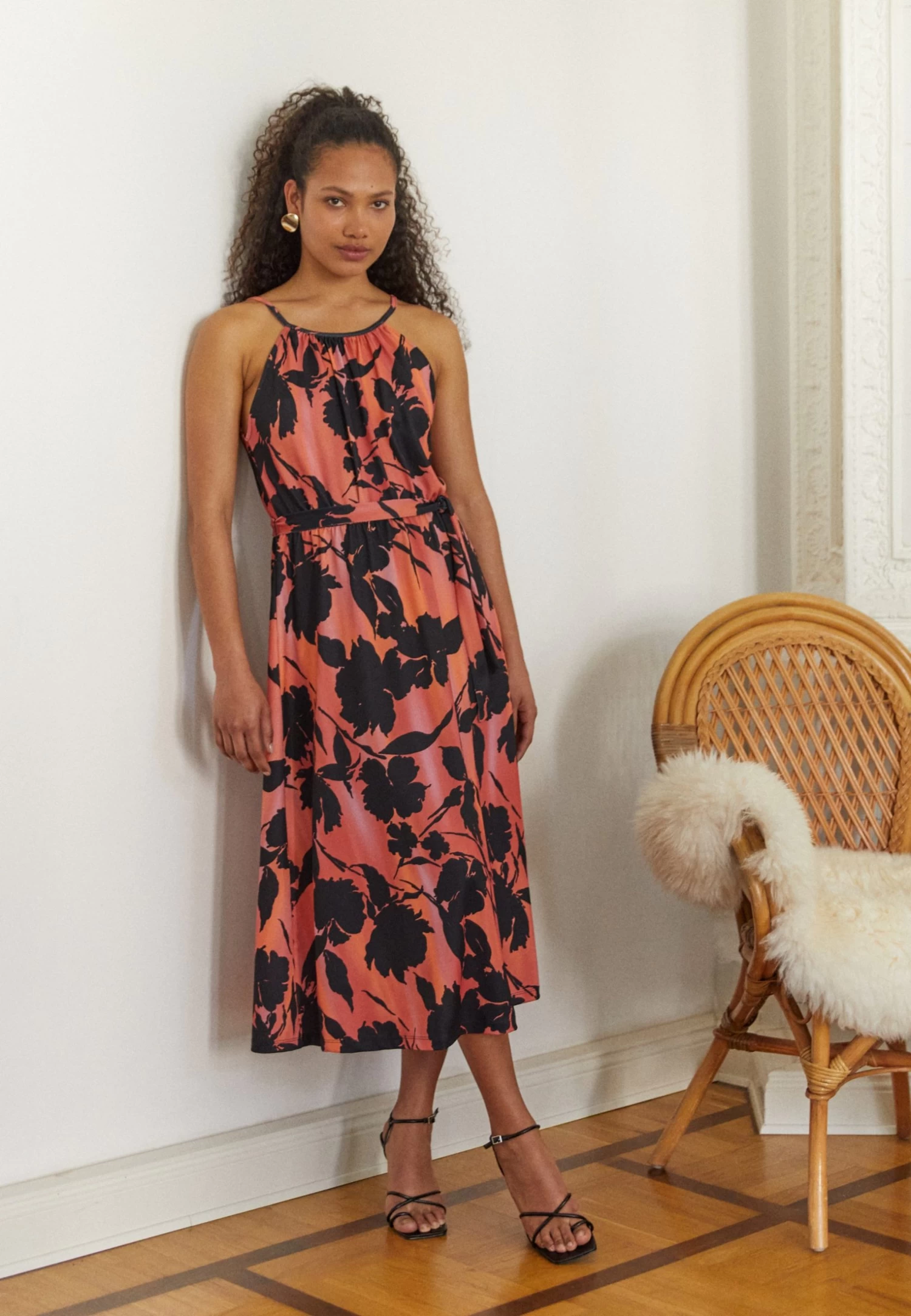 Anna Field Jerseyjurk - Black/Orange 2 Anna Field Jerseyjurk - Black/Orange - Afbeelding 2