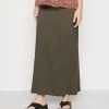 Maternity Maxi Skirt With Drawstring Waistband - Maxirok - 606 - Khaki