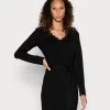 Anna Field Lace Insert V Neckline Loose Dress - Gebreide Jurk - Black